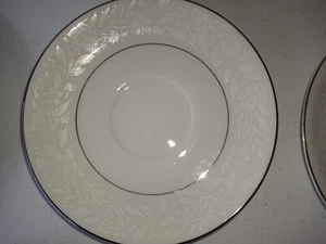 Berkeley House China 6 (+2) 5 7/8” Saucers Anita Pattern White With Silver Trim - Picture 1 of 8