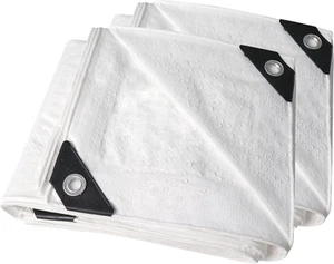 3X3 Small Tarp Waterproof 6Mil (2 Pack) White Tarps Multipurpose Protective Cove - Picture 1 of 7