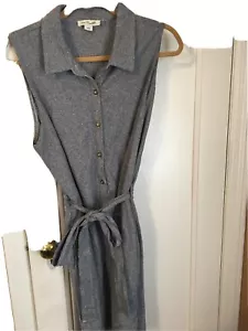 Denim Blue Sleeveless Collared Shirtdress s L/XL - Picture 1 of 9