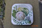 Autumn Fall Decor Vtg Hand Painted Cer 7? Sq Plate Made In Italy Bonwit Teller
