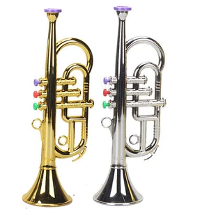 Kid Trumpet Gold/Sliver Coated Plastic Children Preschool Music Toy Gift Wind - Picture 1 of 14