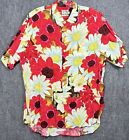 Jams World Vintage Short Sleeve Rayon Red Hawaiian Shirt Size Medium M Flowers