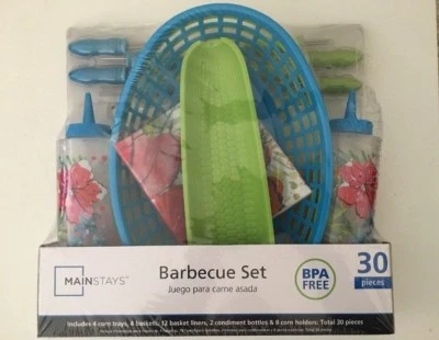 Mainstays 30 Piece Barbeque Set Camping Picnic Accessories Tropical Summer NEW - Image 1 of 4