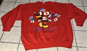 B6 Vintage Epcot Mickey Mouse World Flaggen rot Pullover/Pullover - Bild 1 von 7