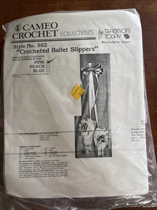 Kit de zapatillas de ballet de ganchillo 1986 #5022 camafeo ganchillo coleccionables EE. UU. - Imagen 1 de 4