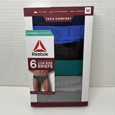 Reebok 6 Pack Mens Medium Performance Low Rise Briefs Asssorted Colors - Image 1 of 2