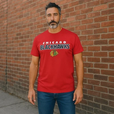 CHICAGO BLACKHAWKS Men’s Large Red T-Shirt NHL HOCKEY NHL - Image 1 of 4