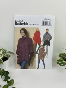 Poncho Size L-XXL Pattern b6252 Pockets Pullover Collar Snap Uncut - Picture 1 of 2