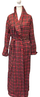 BATA DE FRANELA ESCOCESA VINTAGE LANZ OF SALZBURG ROJO Tartán Talla M Vacaciones de Navidad Foto 1 de 4