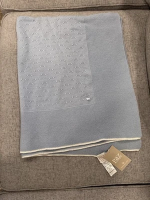 Manta bebé Paz RODRIGUEZ 100 % lana tejida suave azul pálido nueva con etiquetas $94 Foto 1 de 4