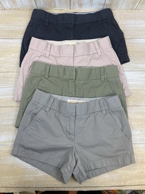 Lot of 4 J. Crew Broken-In Chino Shorts Women’s 0 Navy Pink Green & Gray Cotton - Image 1 of 4