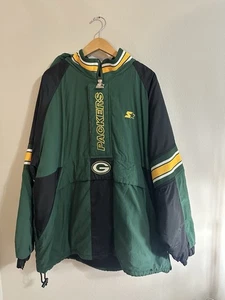 Vintage Green Bay Packers Jacke Starter NFL Pro Line Herren XL Puffer 1/2 Zip 90s - Bild 1 von 6