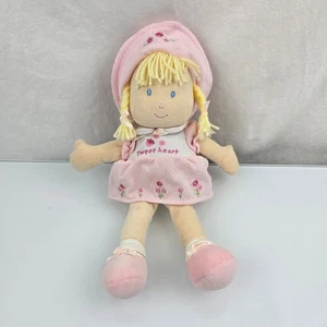 Sweet Heart Baby Doll Plush Pink Dress Hat Blonde braids Stuffed Plush Carters - Picture 1 of 4
