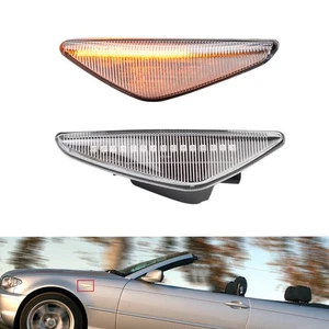 Clear Dynamic LED Side Marker Lights Fit For BMW E46 2D Coupe & Cabrio 2004-2006 - Picture 1 of 5