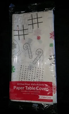 Kids Christmas Paper Activity Table Cover All Over Print 54x88 Creative Convert - Image 1 of 2