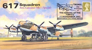 AV600 WWII 617 Squadron RAF Lancaster Tirpitz cover signed JAMES TAIT DSO DFC - Picture 1 of 1