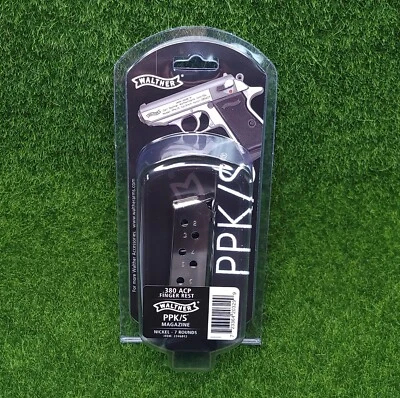 Walther PPK/S .380 ACP 7 Rounds Mag Nickel OEM Magazine w/ Finger Rest - 2246012 - Image 1 of 4
