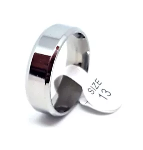 New Men's Titanium Ring Size 13 Band Beveled Edges Fast Shipping USA Silver - Picture 1 of 2