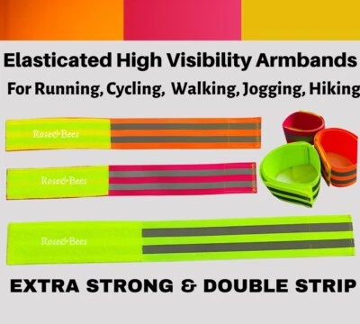 High Visibility Arm / Leg Band Straps Safety Double Reflective Walking Cycling - Image 1 of 4