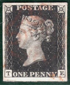 PENNY BLACK 1840 QV GB SG.2 1d Plate 4 (TE) Red MX Cat £425 {samwells}REDG23 - Picture 1 of 6