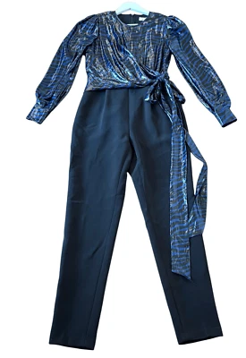 Macacão Michael Kors azul animal cintura gravata metálica 2 - Imagem 1 de 4