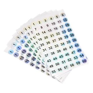 Number Stickers, 1-60 Round Number Labels Reflective Sticker for Numbering So... - Picture 1 of 7