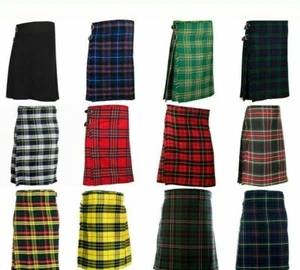 Scottish Men's Tartan Kilt 5 Yard 13 Oz Casual Highland Party Dress Kilt - Picture 1 of 4