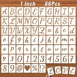  Letter Stencils Kits, 66 Pcs Calligraphy Alphabet Stencils and Number 1 Inch