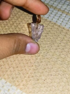 Small Lovely Rose Quartz Love Stone Pendant Handmade Copper Wire Wrapped - Picture 1 of 6