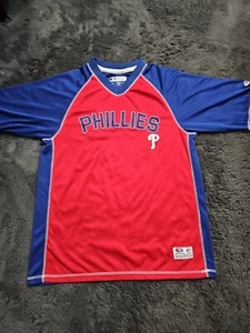 MLB True Fan PHILLIES General Merchandise Mesh V-Neck Shirt Size M NWOT - Picture 1 of 12