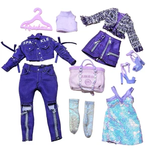 Arco Iris Alto Violeta Sauce Cristal Muñeca Púrpura Conjunto Armario Ropa Zapatos Lote - Imagen 1 de 4