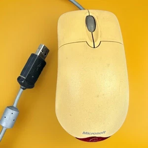 Vintage Microsoft Wheel Mouse Optical 1.1A USB and PS/2 PS2 Compatible - Tested - Picture 1 of 4