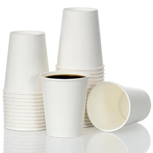 120 Pack 8 oz Paper Cups, Coffee Cups, White Paper Hot/Cold Disposable Bevera... - Picture 1 of 12
