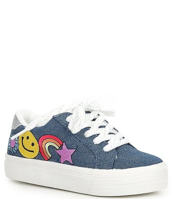 GB Niñas Rockie Brillo Denim Parche Con Cordones Tenis (Jóvenes) Nuevas Foto 1 de 4