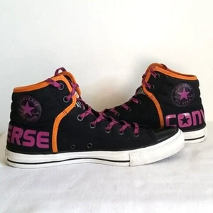 Converse All Star Negro Neón Top Alto Cuello Acolchado Naranja Púrpura Hombres 9 Mujeres 11 - Imagen 1 de 11