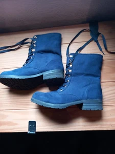 Joe Browns blue lace up, fur lined ankle boots. UK 8. Ladies. - Picture 1 of 6