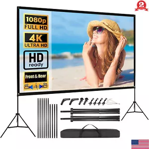 Projector Screen 120 inch Portable Outdoor Projection 16:9 4K HD with Stand Bag - Picture 1 of 18