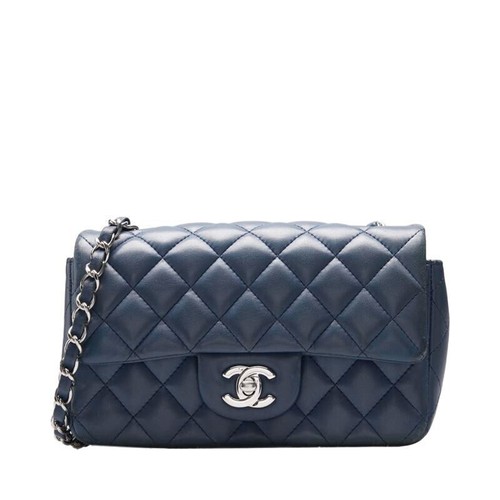 Chanel Navy classica patta catena argento nuova mini borsa a tracolla