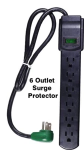 6 Outlet Surge Protector Power Strip Electric Cord Right Angle Plug Switch 2.5 F - Picture 1 of 6