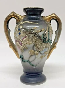 VTG 3.5" Japanese Dragon Hand Painted Moriage Satsuma Miniature Vase ROYAL Label - Picture 1 of 8