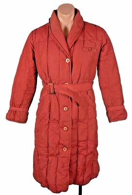 Vintage Eddie Bauer Womens sz M Goose Down Rust Long Belted Winter Coat Full - Image 1 of 4