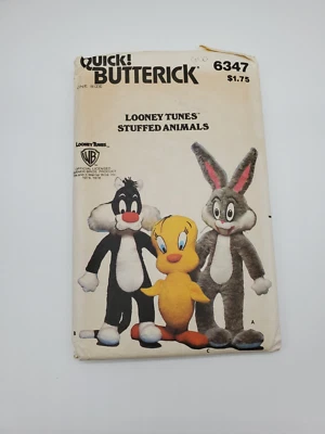 Butterick Pattern #6347 Looney Tunes Plush Bugs Sylvester Tweety Warner Bros - Image 1 of 3
