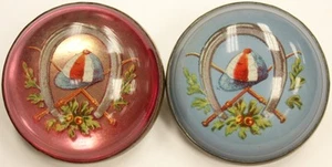 Par de botones roseta arnés de latón gorra jockey roja y azul - Imagen 1 de 4