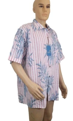Camisa caribeña para hombre talla XXL a rayas floral hawaiana manga corta nueva con etiquetas 19 Foto 1 de 4