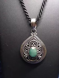 Monile etnico argento indiano e avventurina verde - Foto 1 di 8