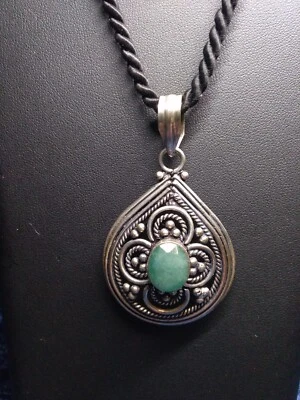 Monile etnico argento indiano e avventurina verde - Immagine 1 di 4