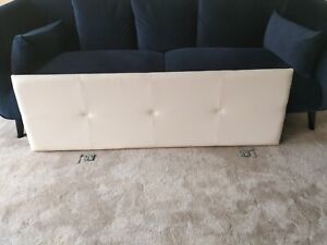 White Wall Mounted Faux Leather Headboard King Size (160x50cm) with brackets