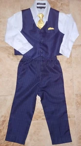 Andrew Fezza Size 3T Boy's Suit. Pants, Vest, Shirt, Clip Tie W/ Pocket Square. - Picture 1 of 2