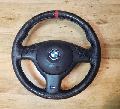 BMW M3 M5 X5M E36 E46 E38 E39 E53 Steering Wheel Carbon Fibre Style OEM  - Image 1 of 4
