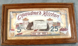 Picture Grandma's Kitchen Kids Eat Free Wooden Frame 18 x10 in - Picture 1 of 8